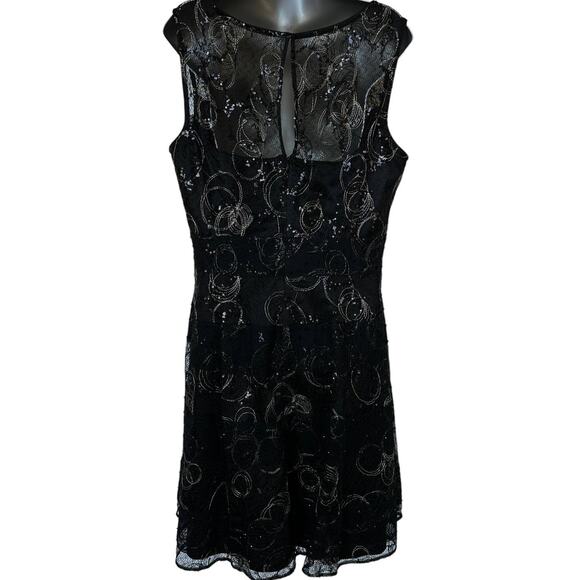 Vintage Kay Unger Sleeveless Dress Black Gold Lace Women's Plus Size 14 - Picture 9 of 10